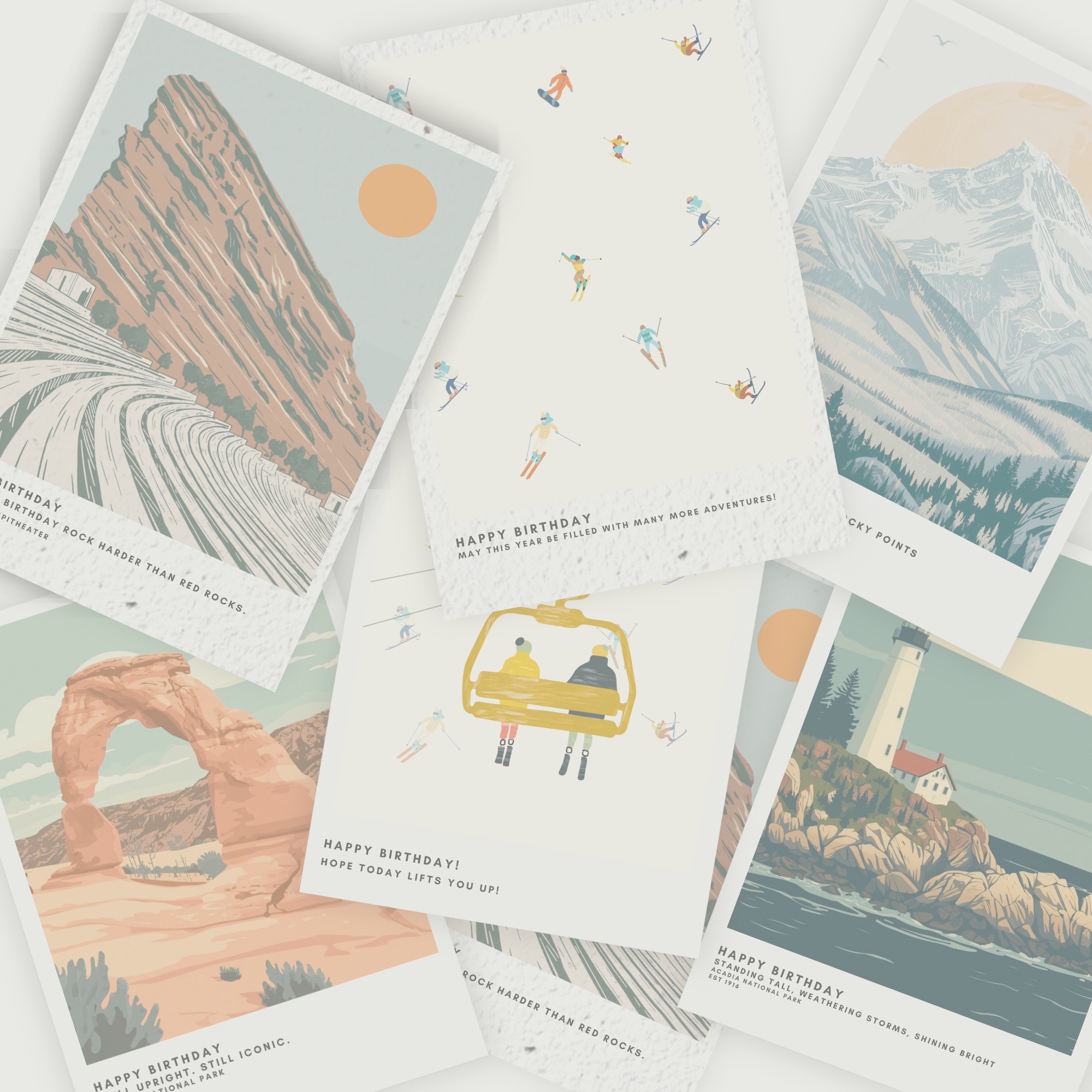 Collage of Tappan Take card stock greeting card designs